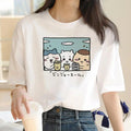 Kawaii Chiikawa Drinking Party T‑shirt Hachiware Usagi Kurimanju Cartoon Print Casual Loose Short Sleeve Tee Summer Unisex Tops