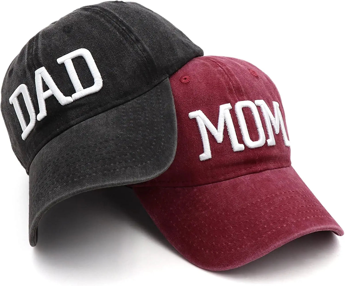Mom and Dad Hats Fathers Day Mom Dad Gifts Hat Embroidered Adjustable Baseball Caps Gift for Couples Parents pd