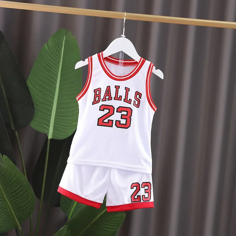 2026 Summer baby BOY girl Basketball nursery ball Clothes T Shirt camisole + Shorts pants children tracksuits 1 2 3 4 5 6 year