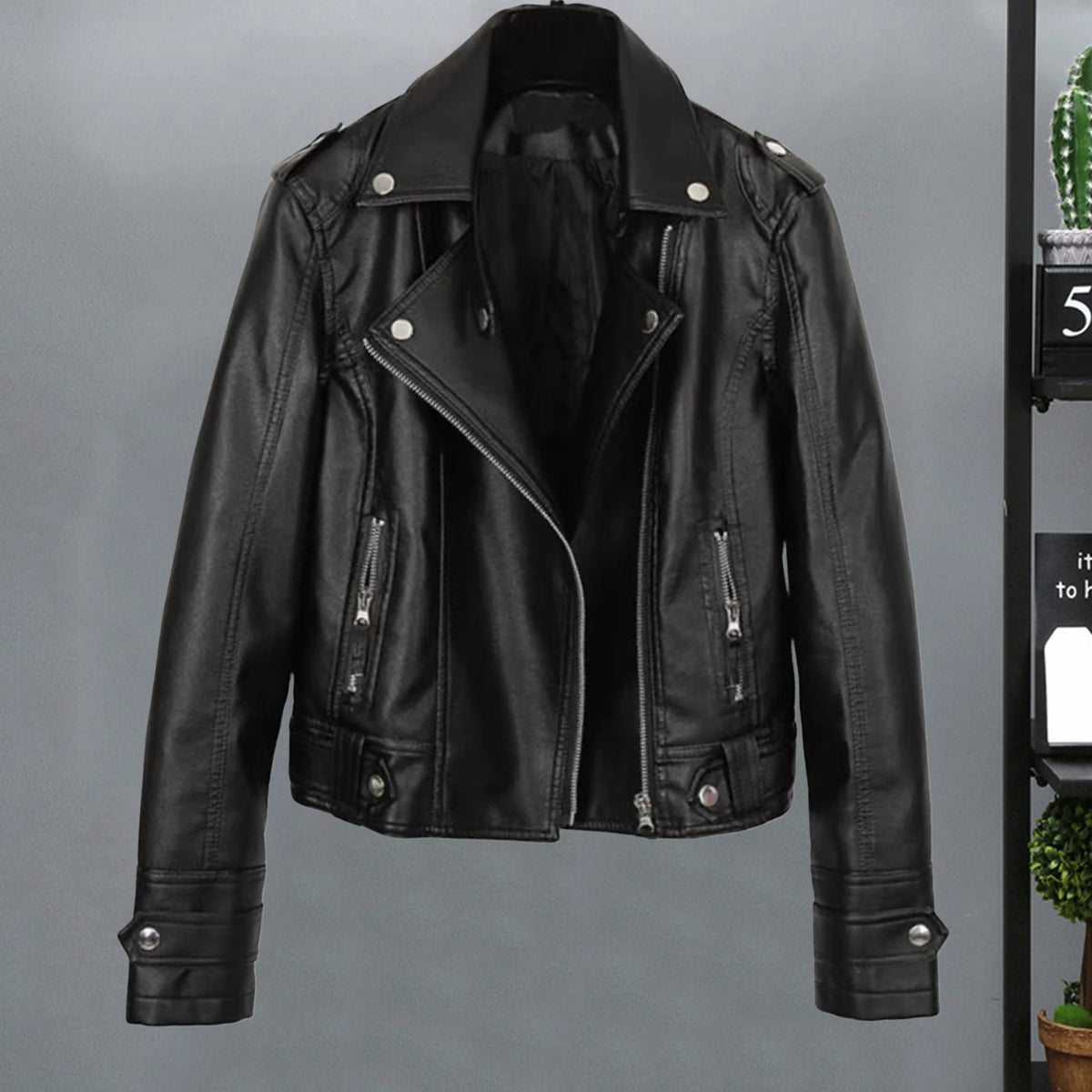 Women Faux Leather Jackets Casual Solid Color Lapel Button Lady Clothings Zip Up Slim Fit Comfortable Women's Winter Down Jacket