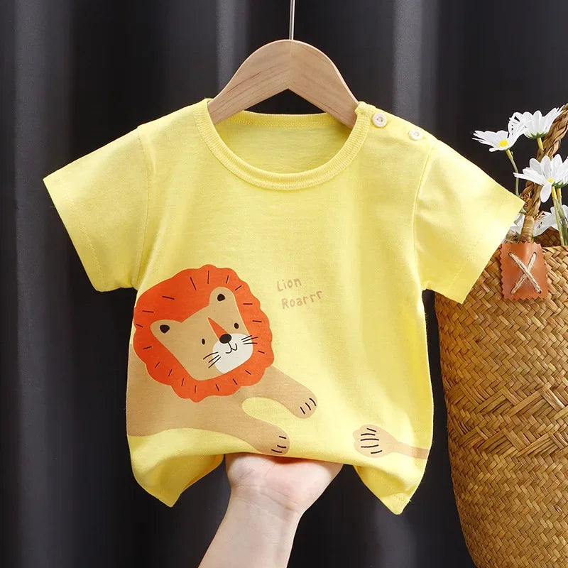 T-shirts Kids Toddler  Children's Clothing Cartoon Print Cotton Tee Tops Boys and Girls Clothes Baby Summer