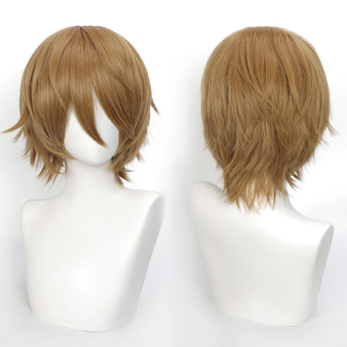 Short Wavy Bob Synthetic Wig with Air Bangs Heat Resistance Shoulder Length Curled 14inch Wigs for Daily Use Cosplay for Women