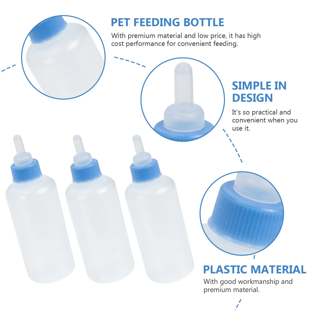 3pcs 50ml Pet Feeding Bottle Milk Nursing Bottle Pet Puppy Kitten Feeding Household Newborn Dog Cat Milk Feeder Drinking Bottle