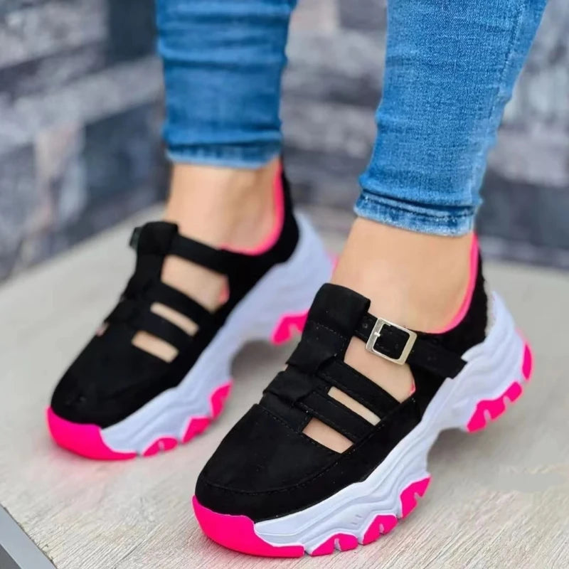 2026 New Thick-soled Women's Sports Shoes Fashion Casual Comfortable Slip-on Flat Shoes Women's Heightening Vulcanized Shoes