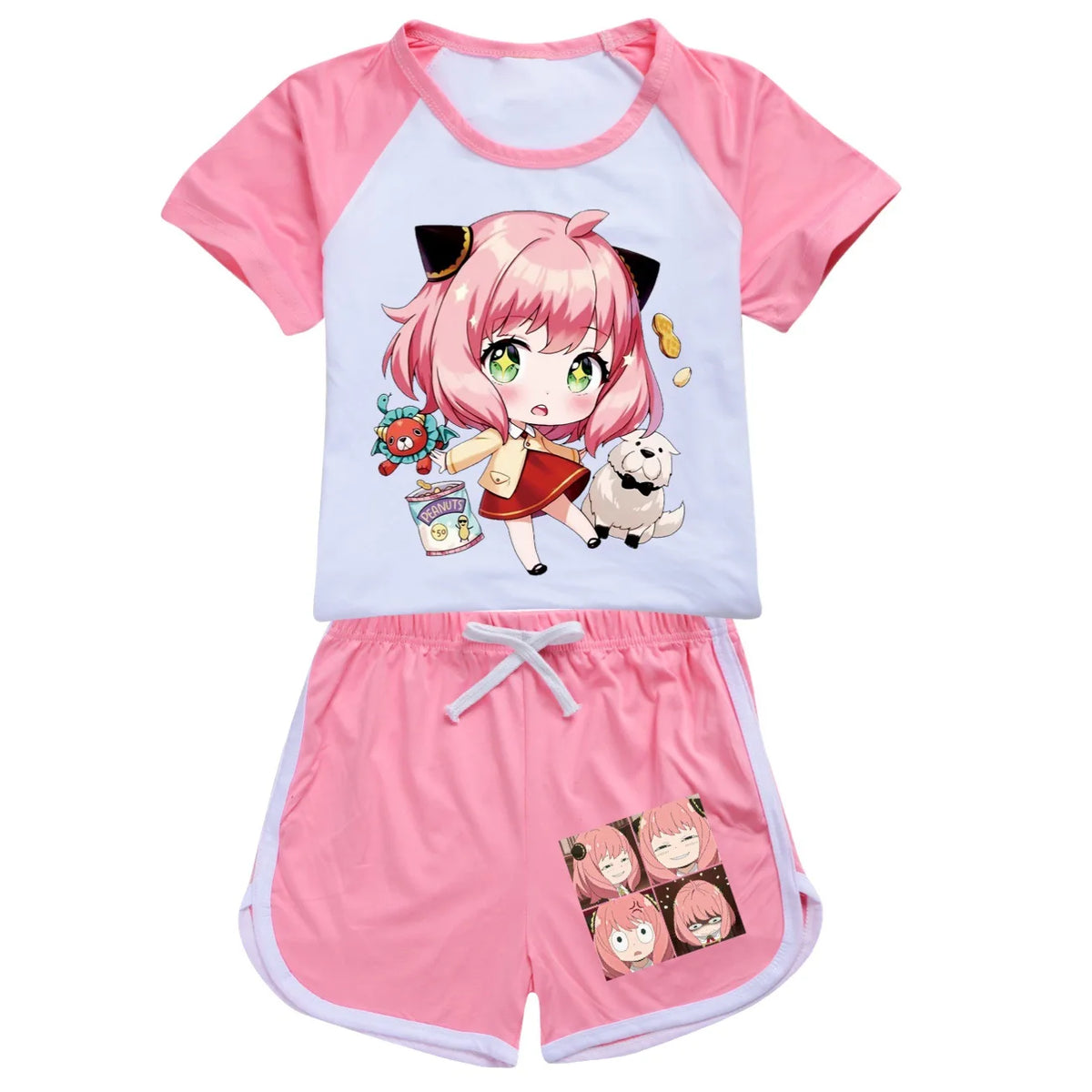 new Anime SPY×FAMILY Pajamas Children's Summer Clothing Anya Leisure Short Sleeve Round Neck T-shirt+shorts Set Kids Gift 2pcs
