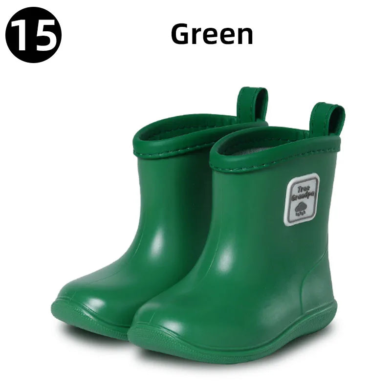 Toddler Rain Boots Baby Kids Easy-on Rubber Rain shoes Children Waterproof Shoes for Boys Girls Soft Toddler Rubber Shoes