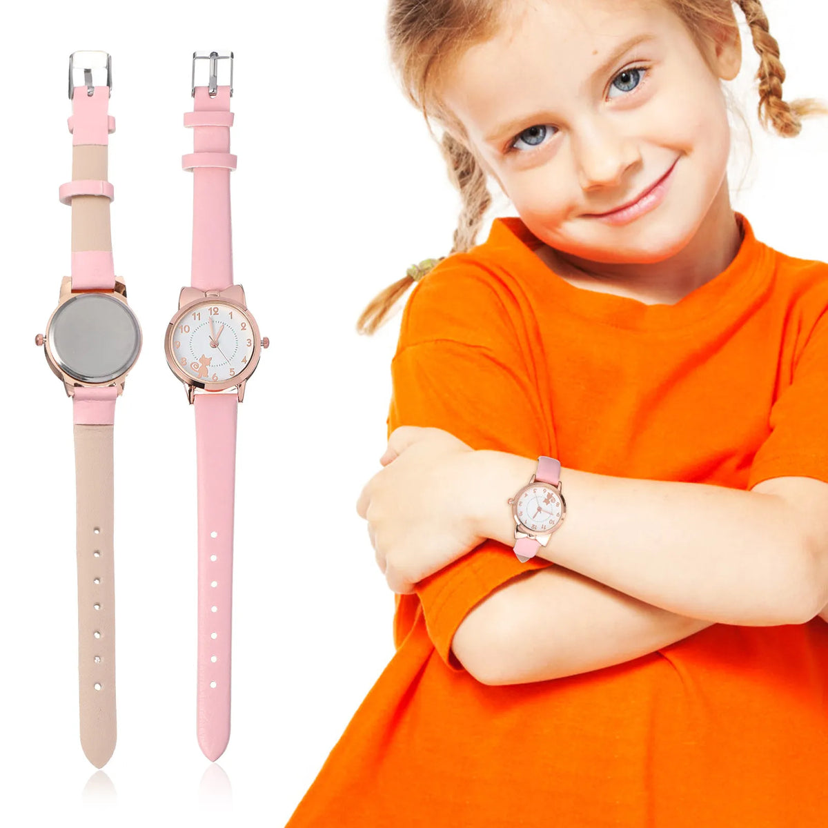 Childs Wrist Watch Kids Quartz Watch With Leather Strap Children's Watches Digital Cartoon Kids Modern Child's For Girls Dainty