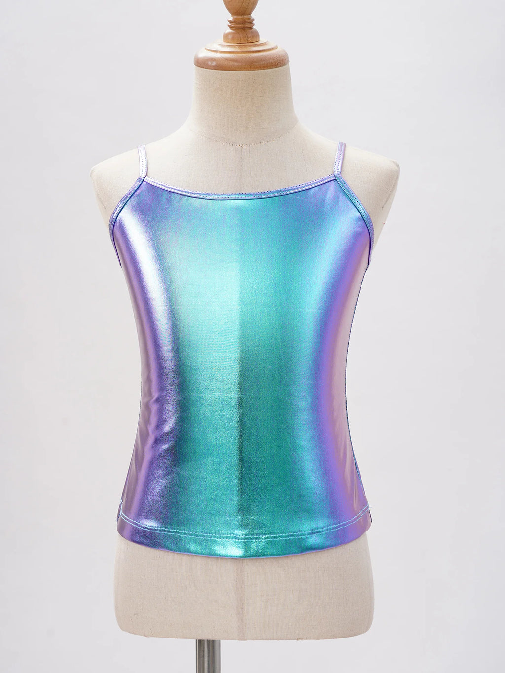 Kid Girl Sparkly Sequin Camisole Hip Hop Jazz Dance Tank Tops Spaghetti Straps Workout Gymnastics Vest Shirt Performance Costume