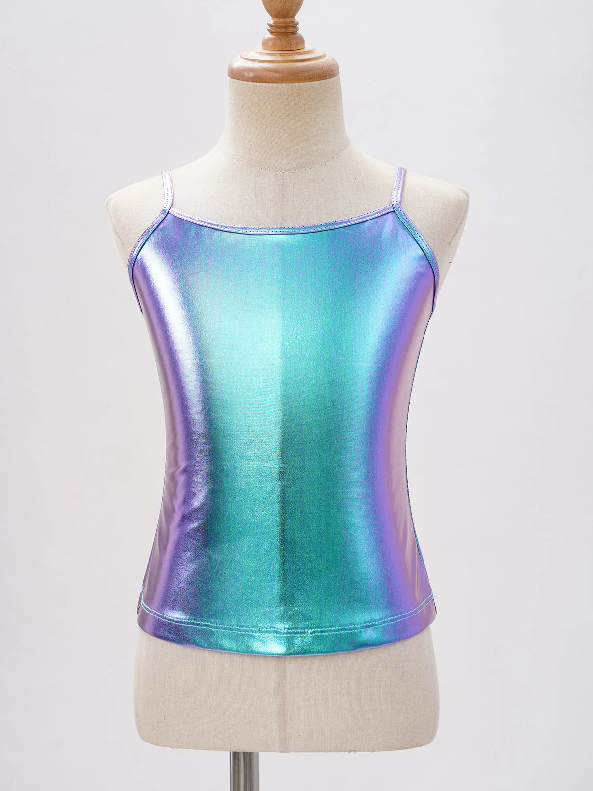 Kid Girl Sparkly Sequin Camisole Hip Hop Jazz Dance Tank Tops Spaghetti Straps Workout Gymnastics Vest Shirt Performance Costume