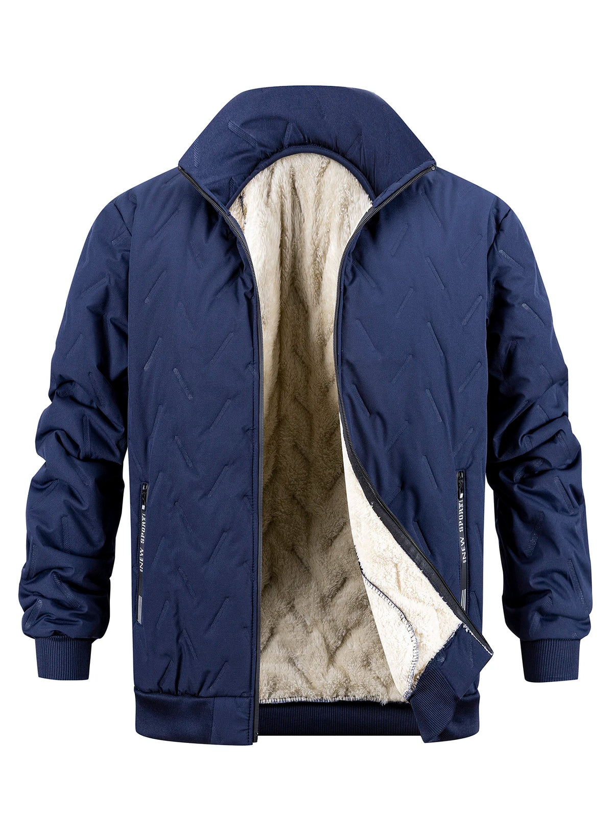 Winter Thickened Cotton Jacket Men's Zipper Stand Collar Coat Windproof Waterproof Stand Collar Coat Casual Loose-Fit Outerwear
