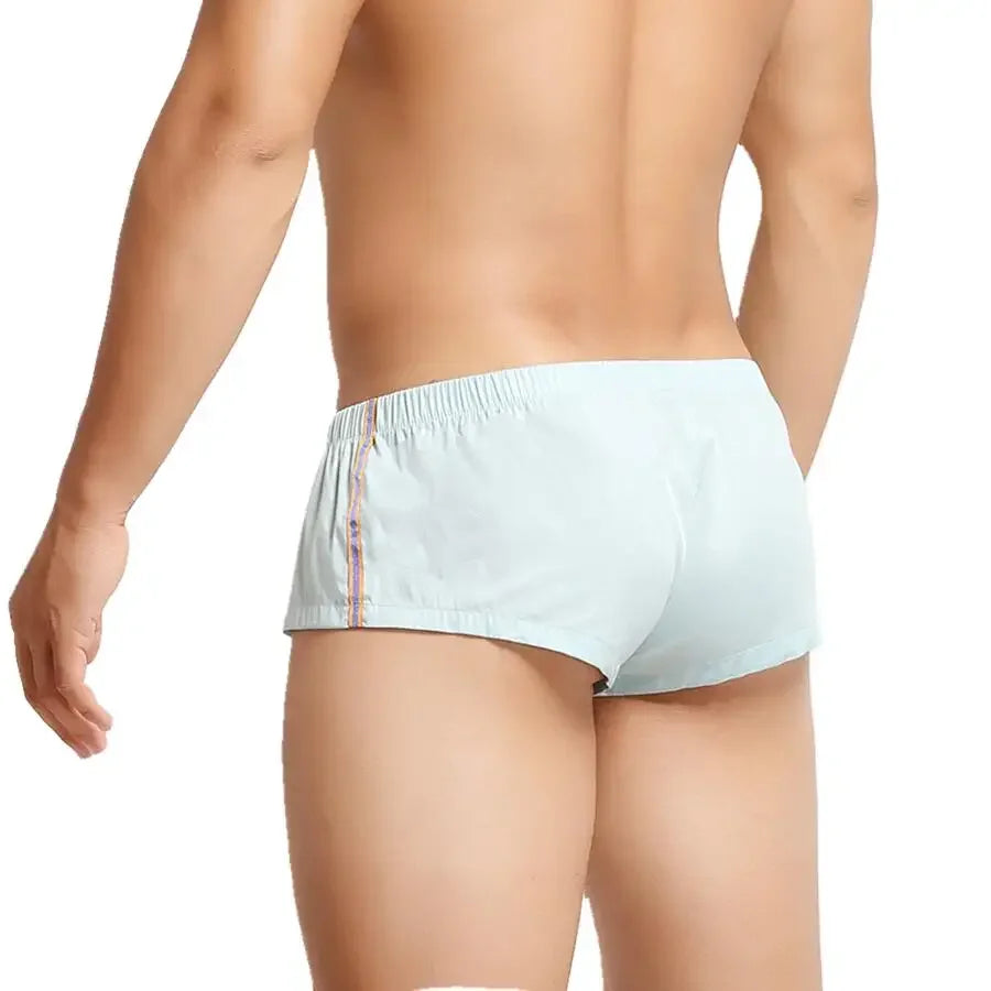 Daily Homewear Sleeping Pajamas for Men Casual Shorts Aro Pant Mid Rise U Convex Pouch Boxer Briefs Cotton Breathable Underpants