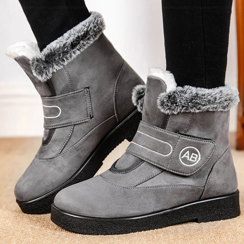 Women's Boots Women Ankle Boots With Warm Fur Botas Mujer Low Heels Winter Shoes For Woman Snow Boots Elegant Black Booties