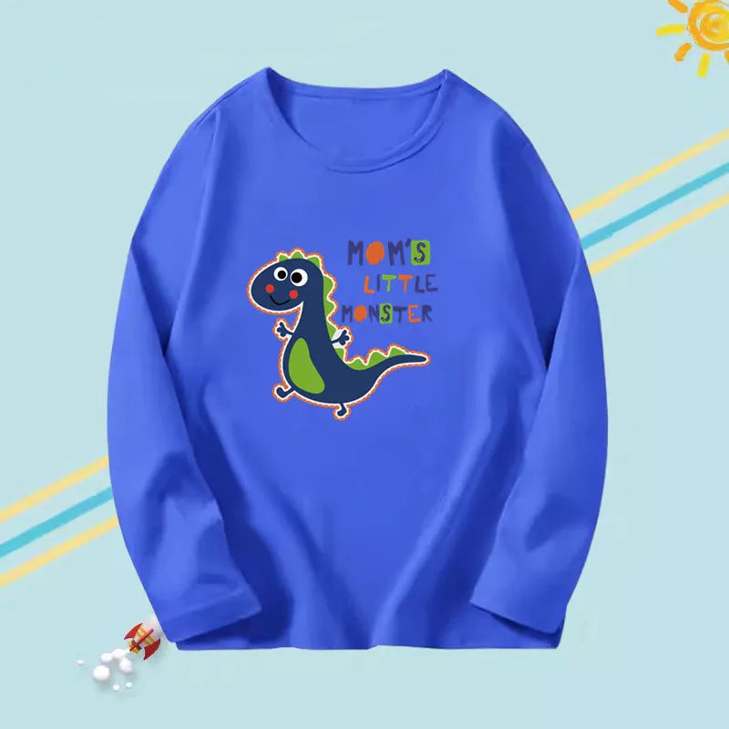 Kids Long Sleeve T-shirts Casual Boy Spring Autumn Base Tee Tops Big Boy Music Fashion T-shirts