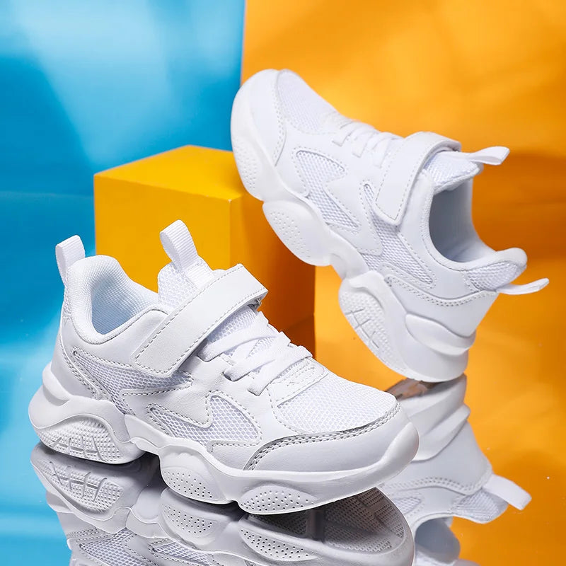 Children's Sports Shoes Boys Girls Sneakers Fashion Mesh Breathable Non-slip Kids Running Shoes for Boy White School Sneakers