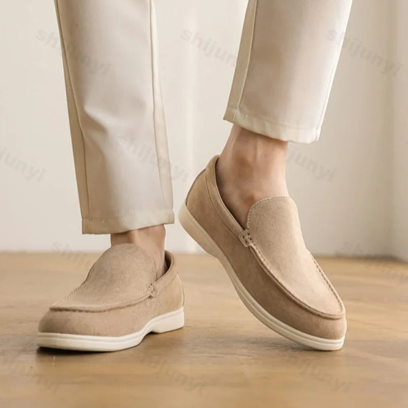 Men Flat Loafers 2026 Frosted Suede Flat Shoes Comfortable Non Slip Fashion Loafers Lightweight Trendy Outdoor Casual Shoes New
