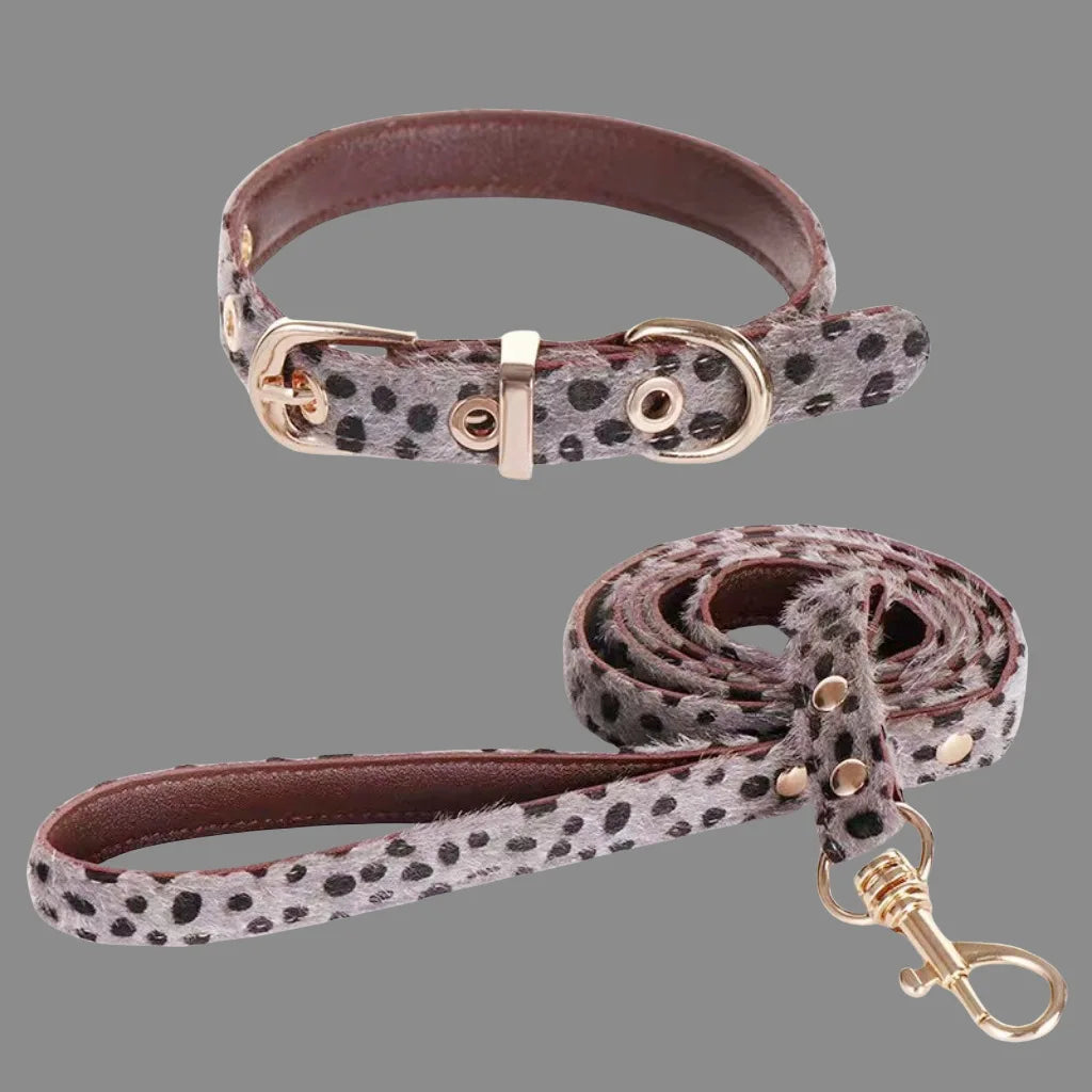 Leopard Print Horsehair Pet Collar Dog Chest Harness Leash Adjustable Set Small Dog Pet Supplies Accessories