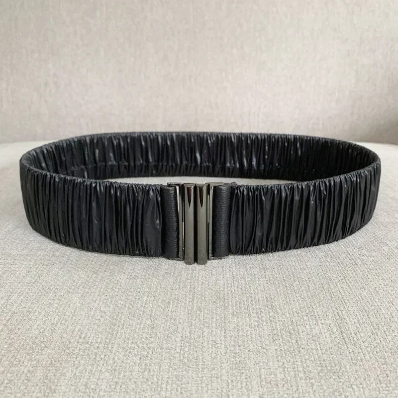 Colorful Women Elastic Band Wide Belts Simple Down Coat Waist Belt Female Buckle Black Strap Dress Decoration Accessories