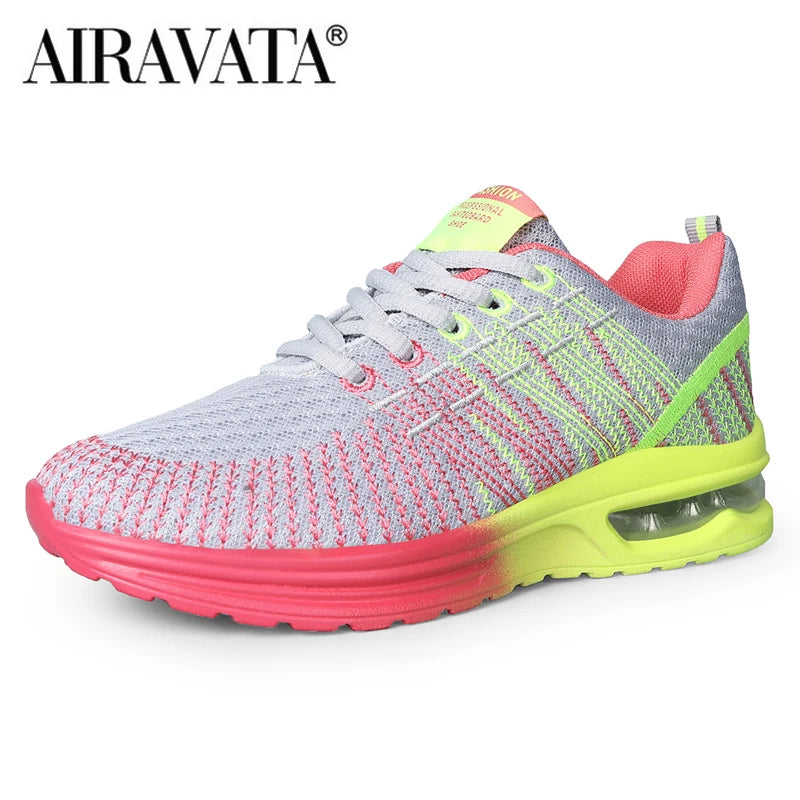Women Sneakers Sports Tennis Shoes Cushion Running Shoes Lace Up Breathable Leisure Outdoor Sneakers
