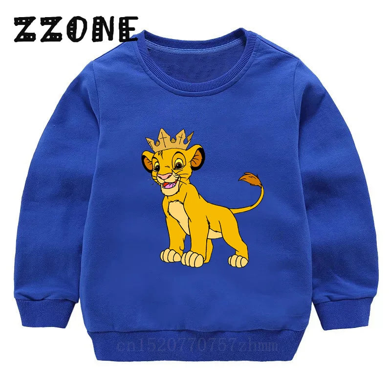Kids Sweatshirts The Lion King Cute Simba Print Cartoon Children Hoodies Autumn Baby Pullover Outwear Tops Girls Boys Clothes