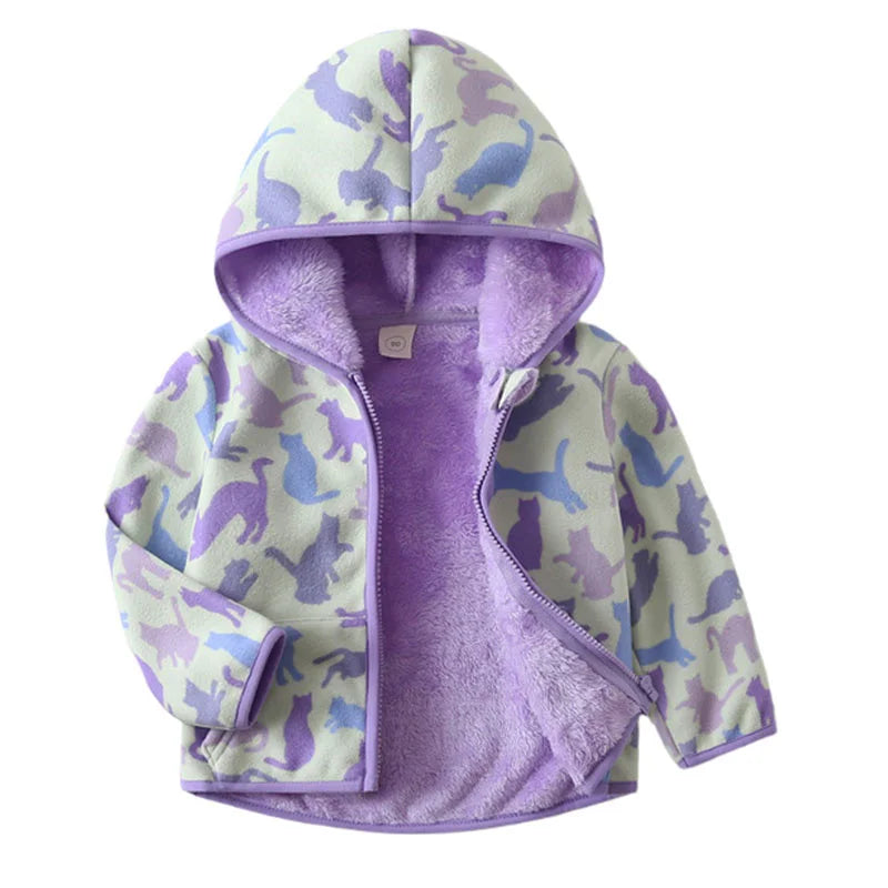 Boys Girls Autumn Winter Hooded Jacket Toddler Long Sleeve Zipper Outwear with Print Costume Baby Clothing New Arrivals