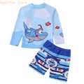 Boys Swim Set Kids Long Sleeve Rashguard Swimsuit with Swimming Trunks Boys Two Pieces Swimming Costume with Boardshorts X7JD