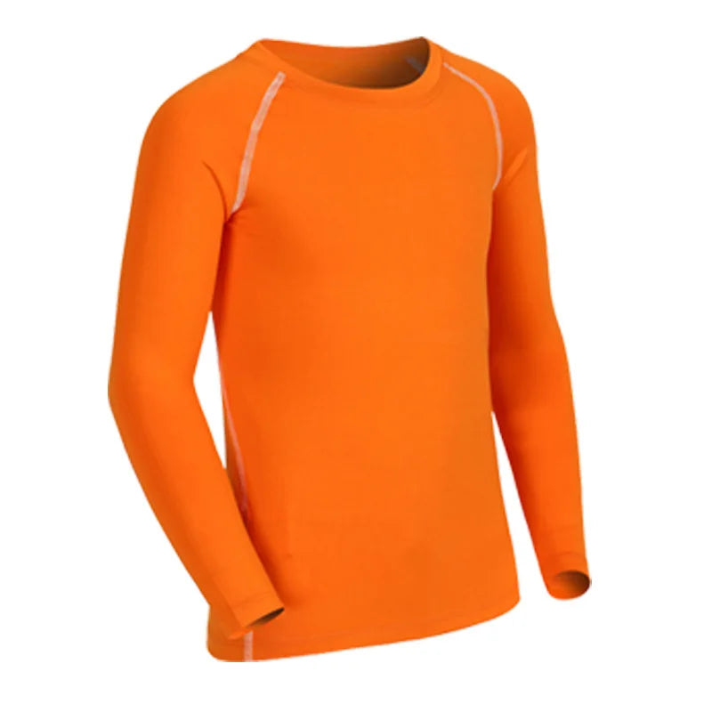 Kids Children Boy Girl Sport Running Long T Shirt Fitness Basketball Football Gym Sportswear Soccer Hiking Undershirt Jerseys 28