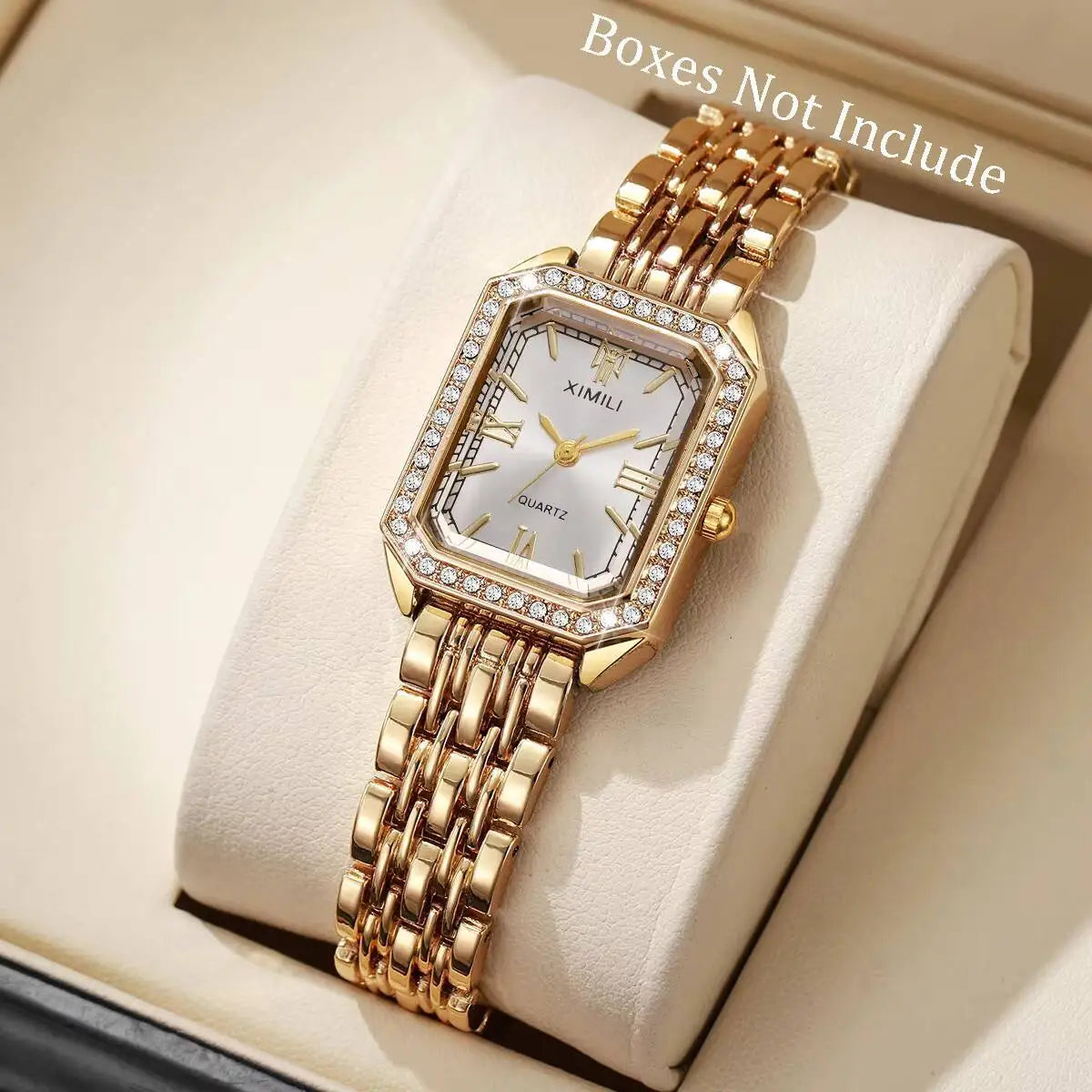 Fashion Rectangle Women Watches Ladies Rhinestone Quartz Watch Bracelet Strap Wristwatch Reloj Mujer（Without Box）