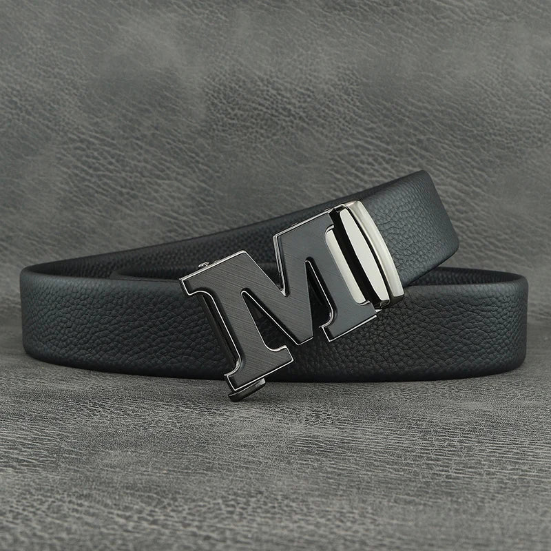 Fashion belts men designer brand cowhide leather high quality M letter Automatic Buckle formal young men leisure Waistband Z277