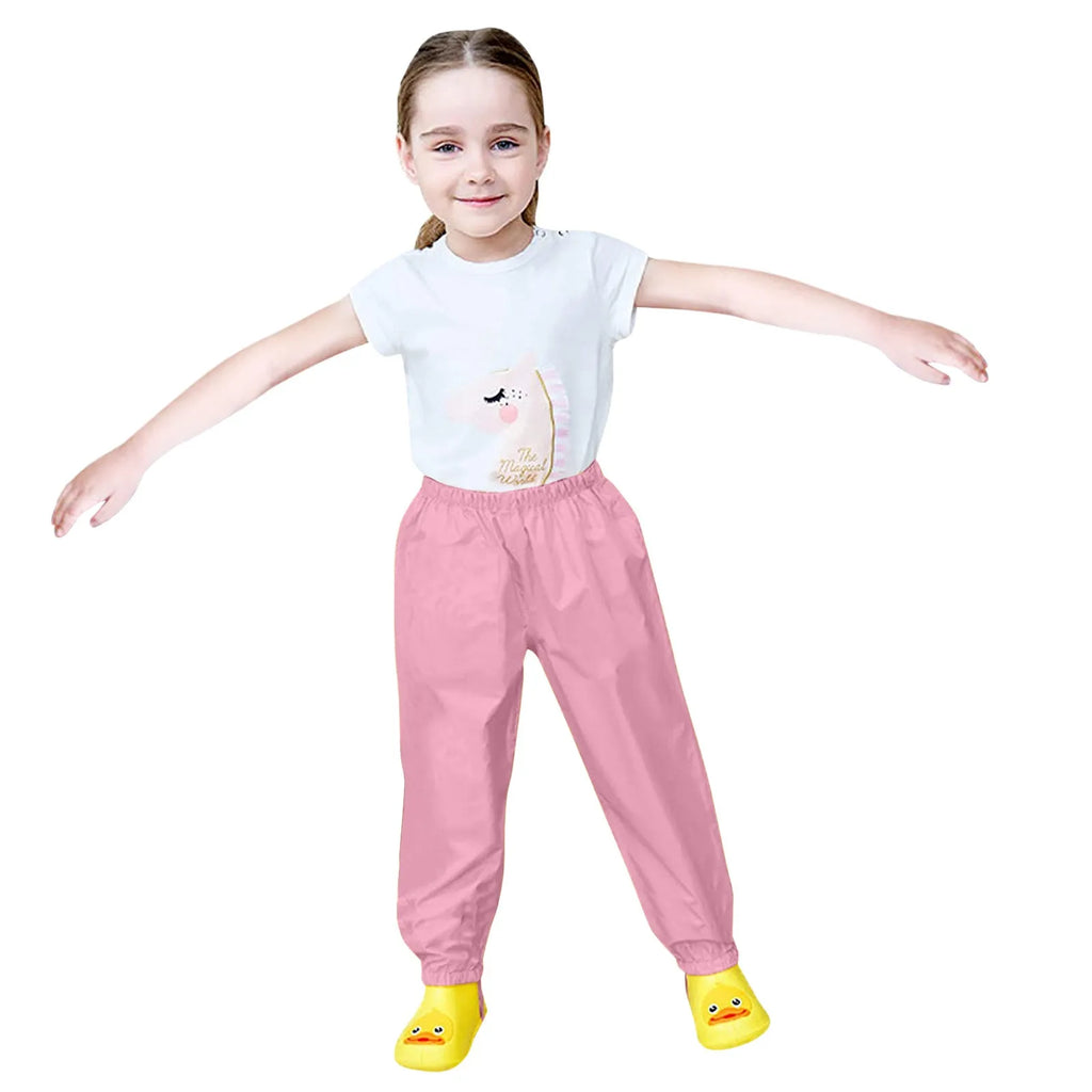 Waterproof Girls Boys Pants Toddler Kids Rain Pants Windproof Mud Trousers Elastic Waist Kids Children Rain Pants