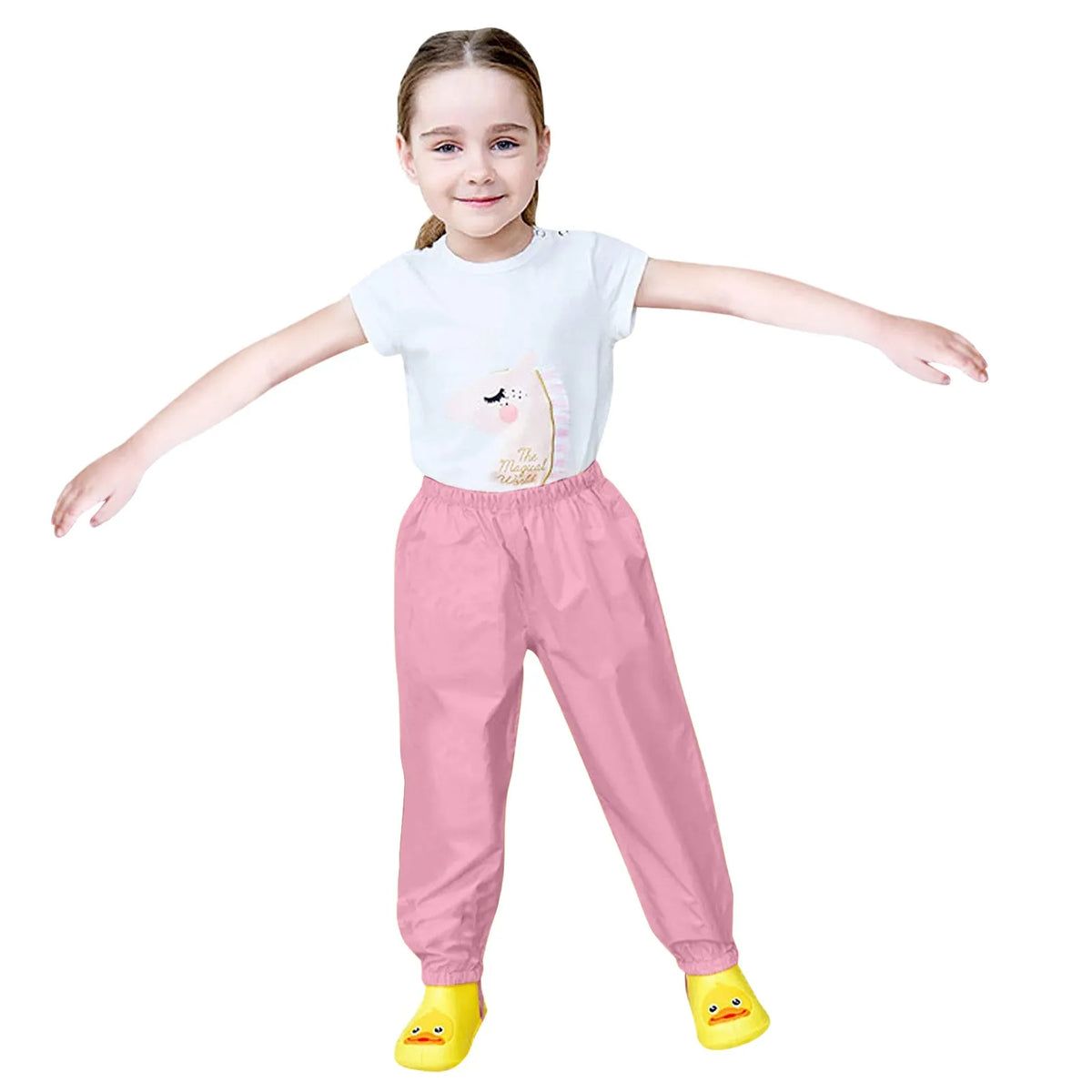 Waterproof Girls Boys Pants Toddler Kids Rain Pants Windproof Mud Trousers Elastic Waist Kids Children Rain Pants