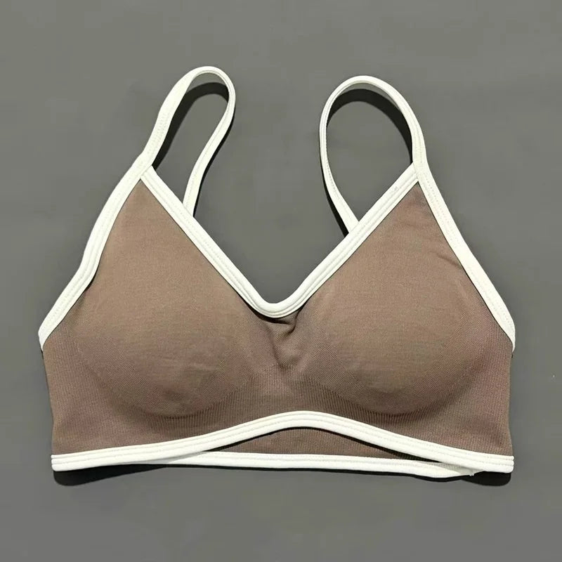 Sports Bra For Women Padded Wireless Yoga Bra Seamless Breathable Shockproof Gym Workout Crop Top Adjustable Straps Bralette