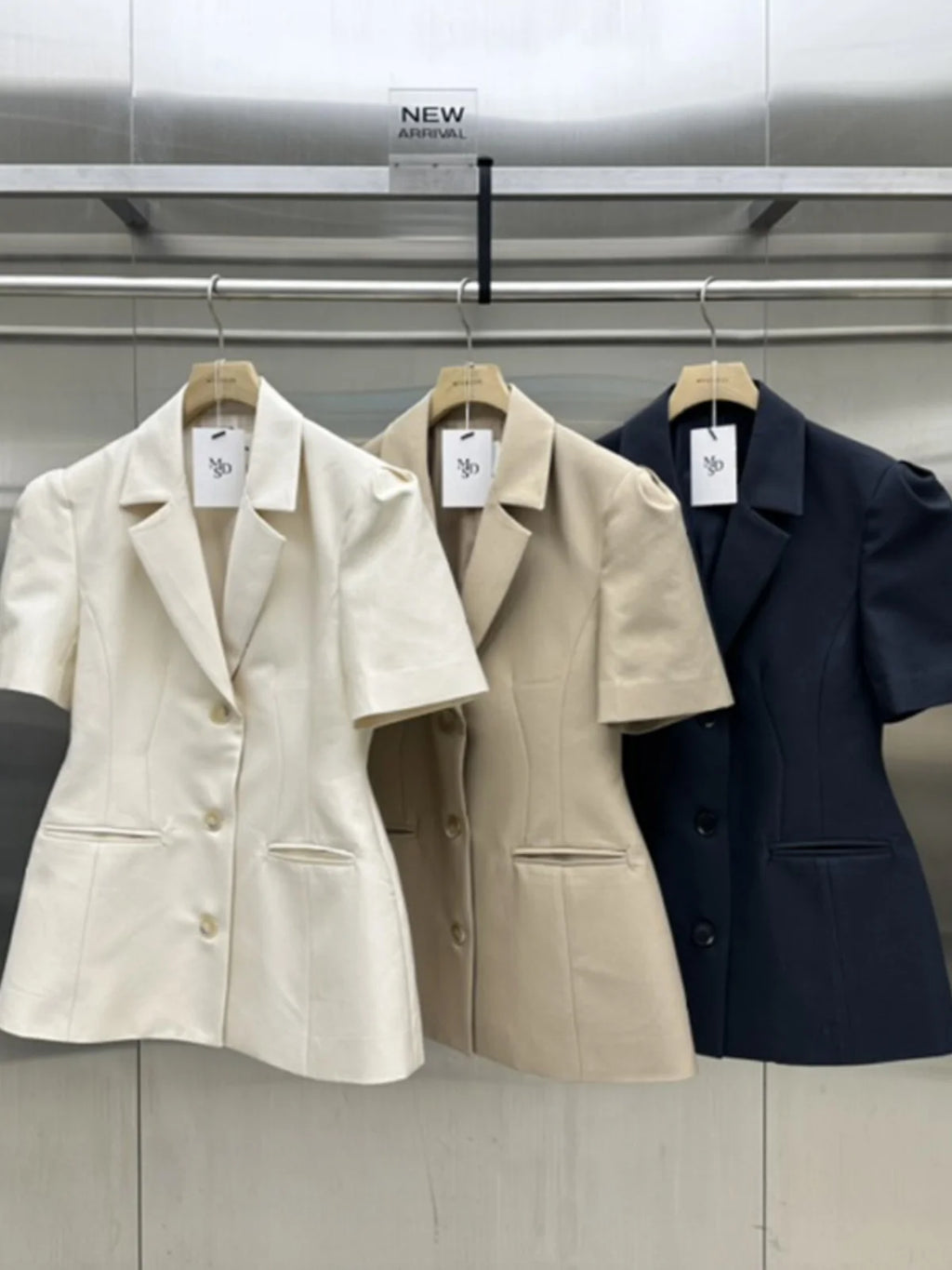 SuperAen 2024 Summer New Korean Short Sleeve Overcoat Women's Fashion Style Blazer Coat