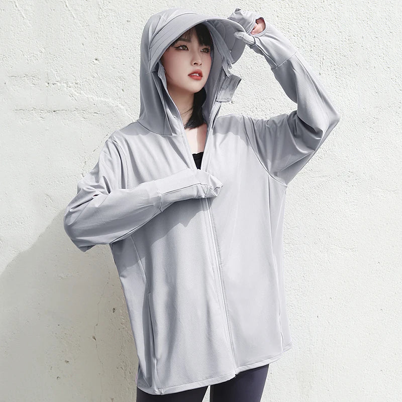 UPF50+ Sun Protection Clothing for Women Sunscreen Jacket Block UV Rays Outdoor Sport Coat Climbing and Cycling Travel Summer