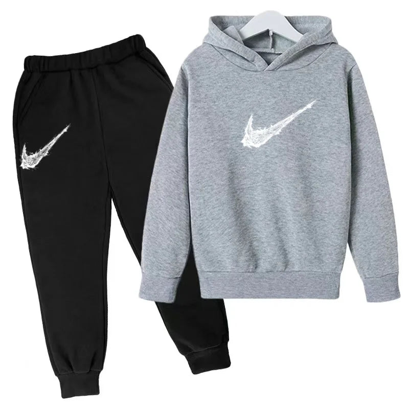 Kids Autumn Winter Hoodie Boy Girl 3-13Yrs Letter Print Clothing Casual Top+Trousers 2P Child Gift Brand Sports Coat Jogging Set