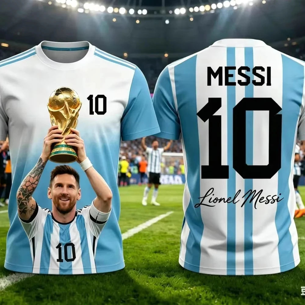 2026 Kid Tee Messi Style Summer 3D Printable Clothing Football Jersey T-shirt Loose and Comfortable Suitable Sports Wearing