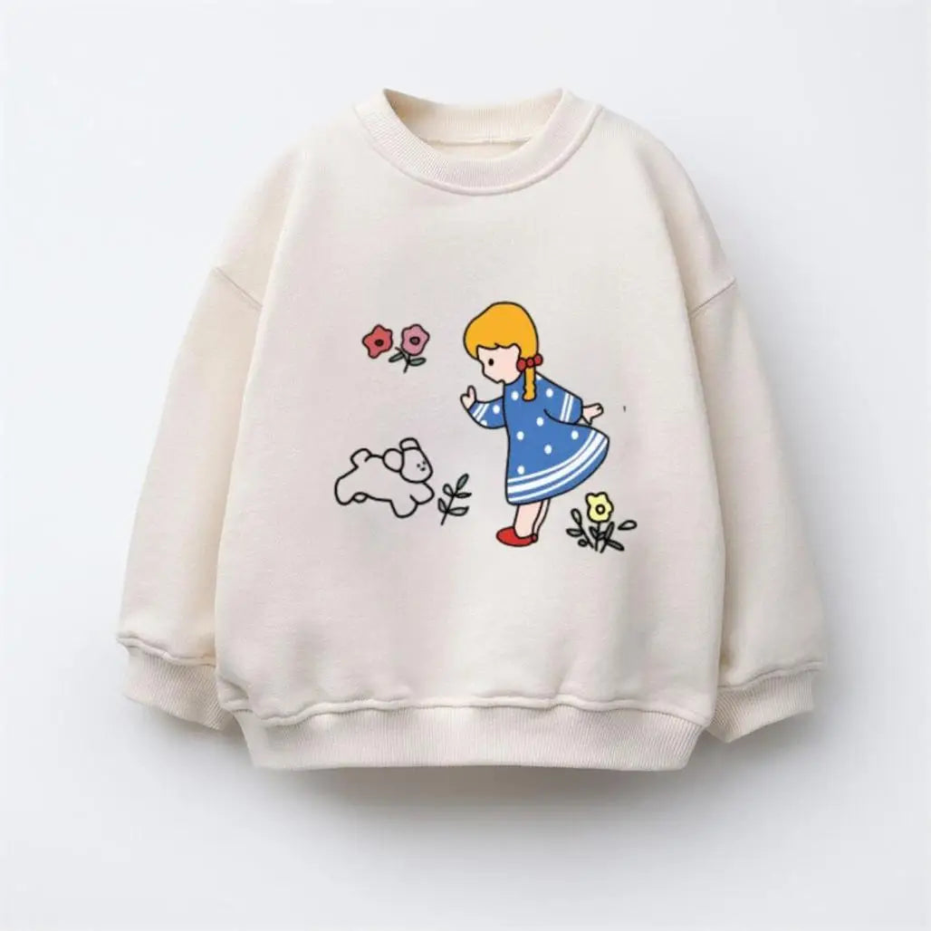 Kids New Printing Hoodie Outer Wear Loose Casual Round Neck Sweatshirst 2 3 4 5 6Years Old Child Versatile Long Sleeve Pullovers