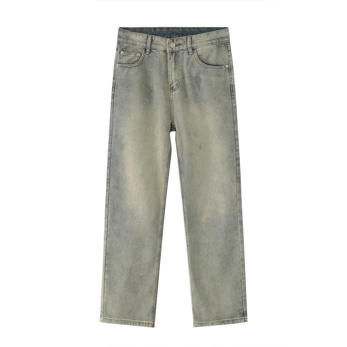 Business Men Jeans Casual Straight Stretch Pants Black and White Basic Fashion Classic Simple Work Denim Trousers Male Clothing
