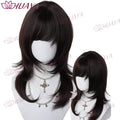Women Synthetic Hair Wig, Natural Black Wolf Cut with Bangs, 14 Inches High Layered Mullet Hairstyle Wig, Unisex for Men and Wom