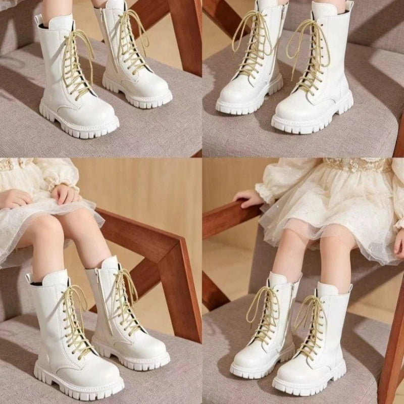 Childrens Fashion Boots 3-18 Years Old Boys Girls Tall Boots Autumn Winter Style British Style Kids Princess Long Boots Shoes