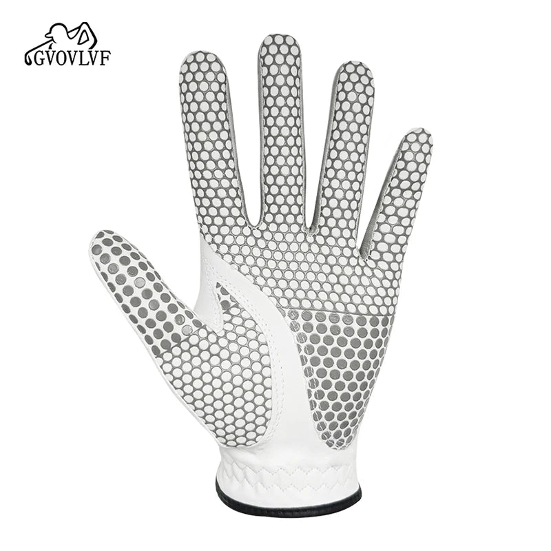 GVOVLVF Golf Gloves Men's Leather White Breathable Gloves On Both Sides Non Slip Soft And Comfortable Gift For Golfers