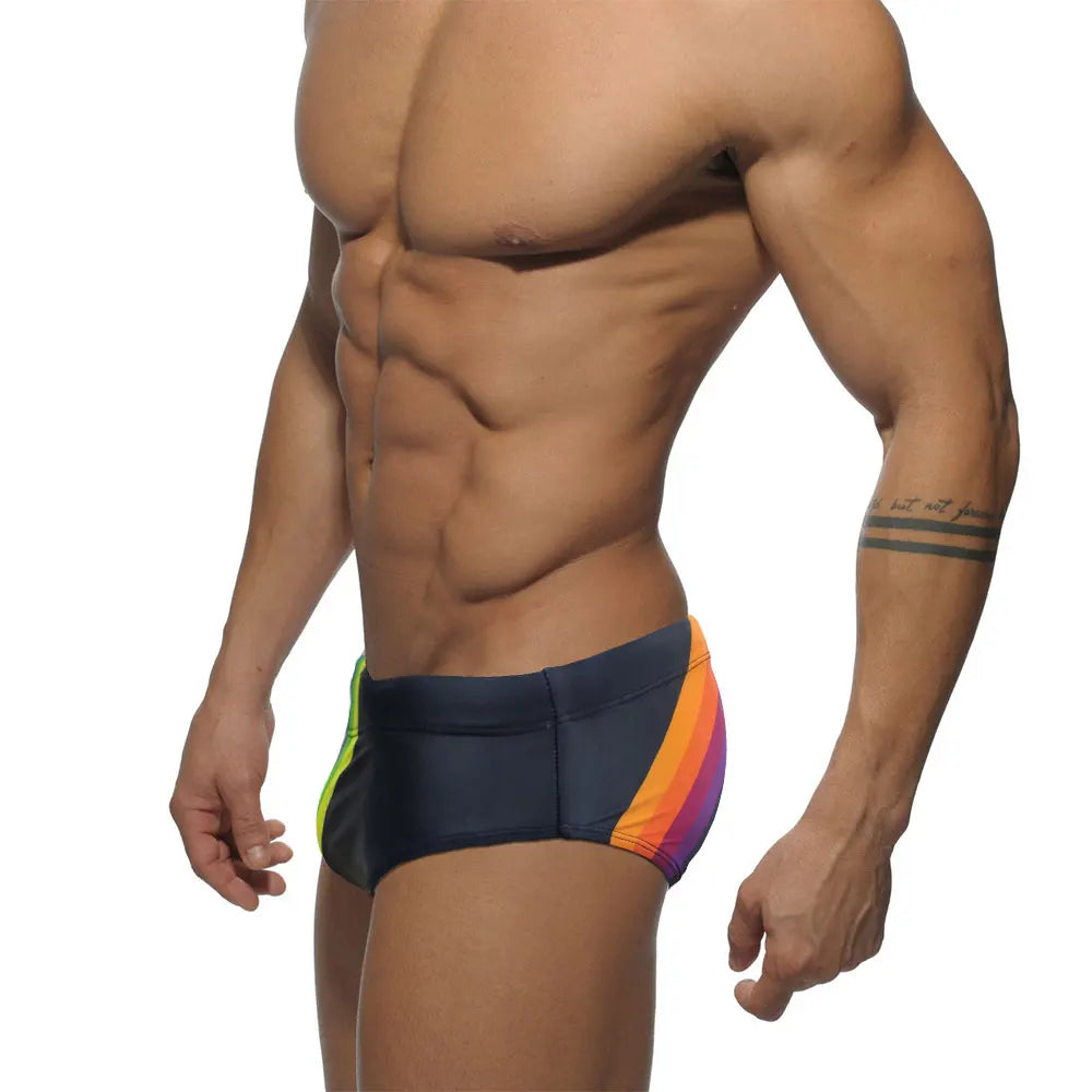 Men's Swim suit Wear Briefs Swimming Push-Up Sexy Bikini Swimsuit Beach Short rainBow Surfing trunks men bathing suit  swimwear