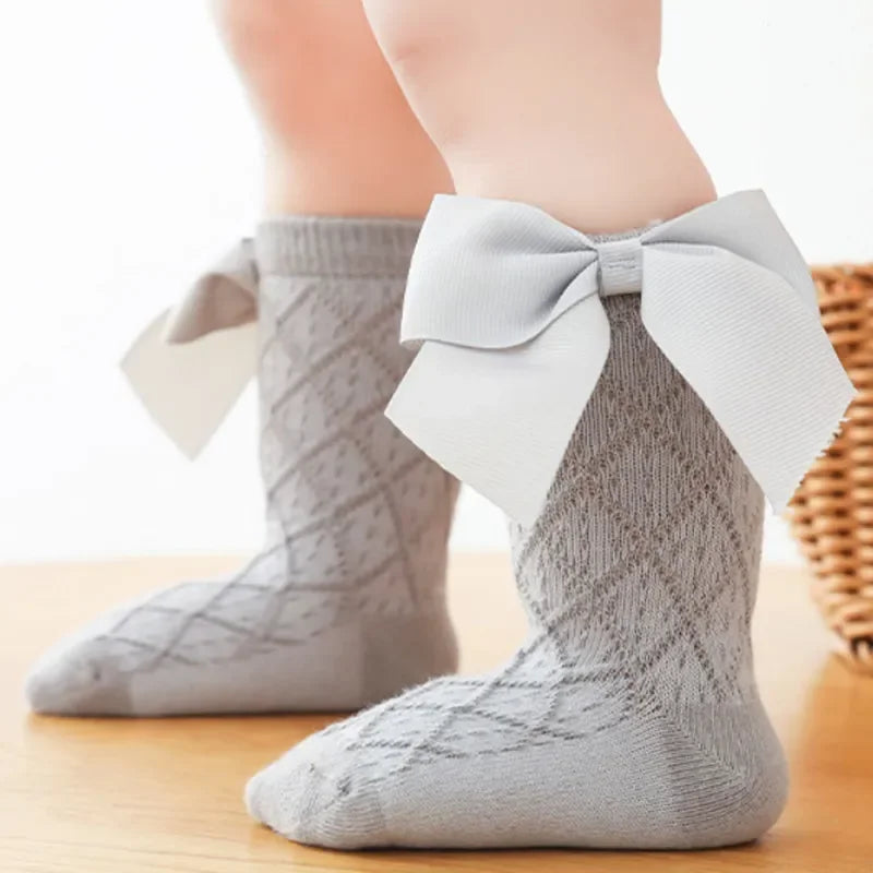 0-6Years Kids Sock For Girls Solid Big Bow Cotton Fashion Soft Princess Children Girl Socks High Quality Spring Autumn