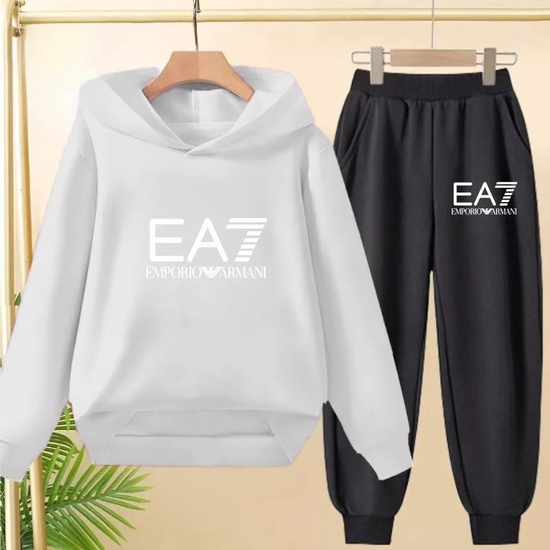 Kids Autumn Winter Hoodie  Letter Print Clothing Casual Top+Trousers 2PBoy Girl 3-12Yrs Child Gift Brand Sports Coat Jogging Set