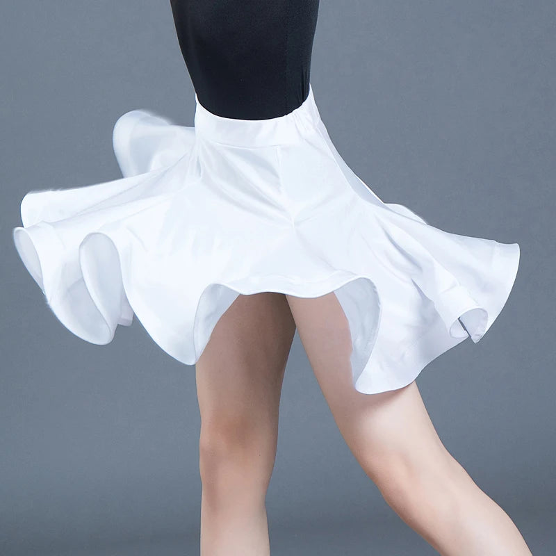 Kids Dresses for Girls Latin Dance Dress Short Sleeve Ballroom Competition Practice Solid Tango Stage Performance Costumes
