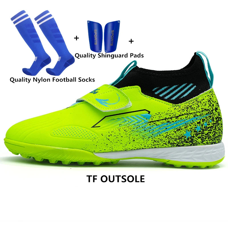 29-39 Boys Football Shoes Velcro Design Kids Girls Soccer Shoes Quality Child Sport Shoes