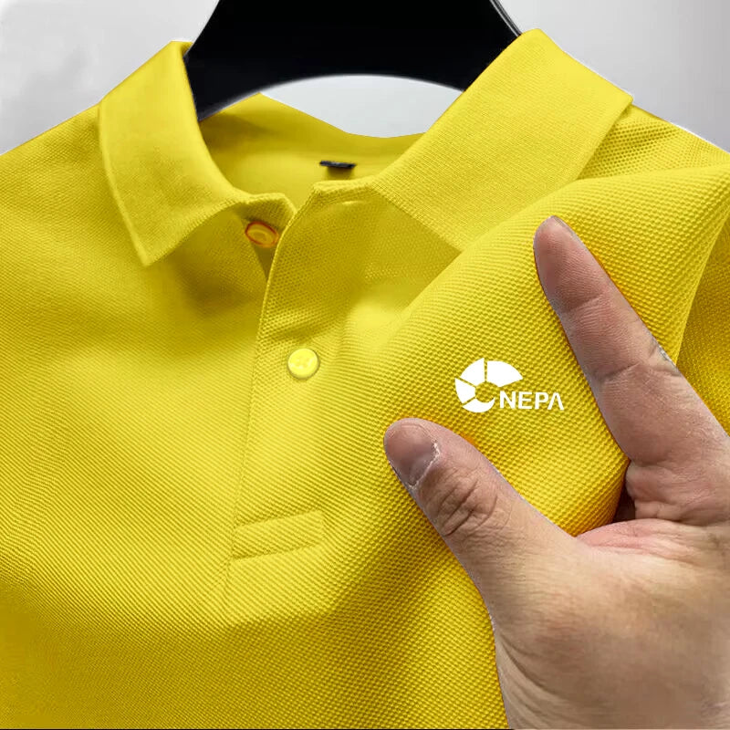 2026 Men's Reflective Polo Shirt, Color Button, Breathable, Casual, Fashionable, Business, Comfort, Summer, Shoes