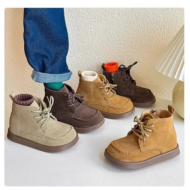 Little Boys Shoes Fashion Kids ankle boot child leather shoes 1-6Years Old babys Ankle Boot Mocha nude booties Brown Coffee