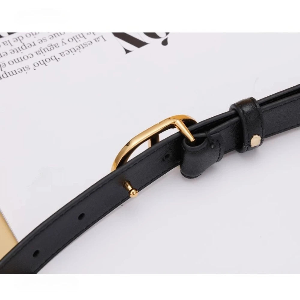 New Style2025 Women's Leather Belts Fashionable Simple Versatile Ladies' Decorative Belts Suitable for Jeans in Black and Trendy