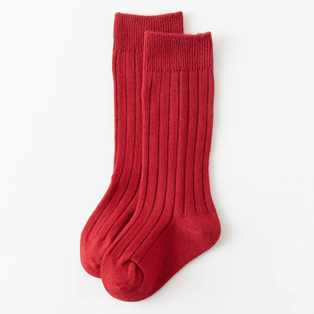 Baby Socks Newborn Kids Infant Girls Boys Knee High Sock Toddler Girl Solid Cotton Stripe Plain Long Sock For 0-3Years Children