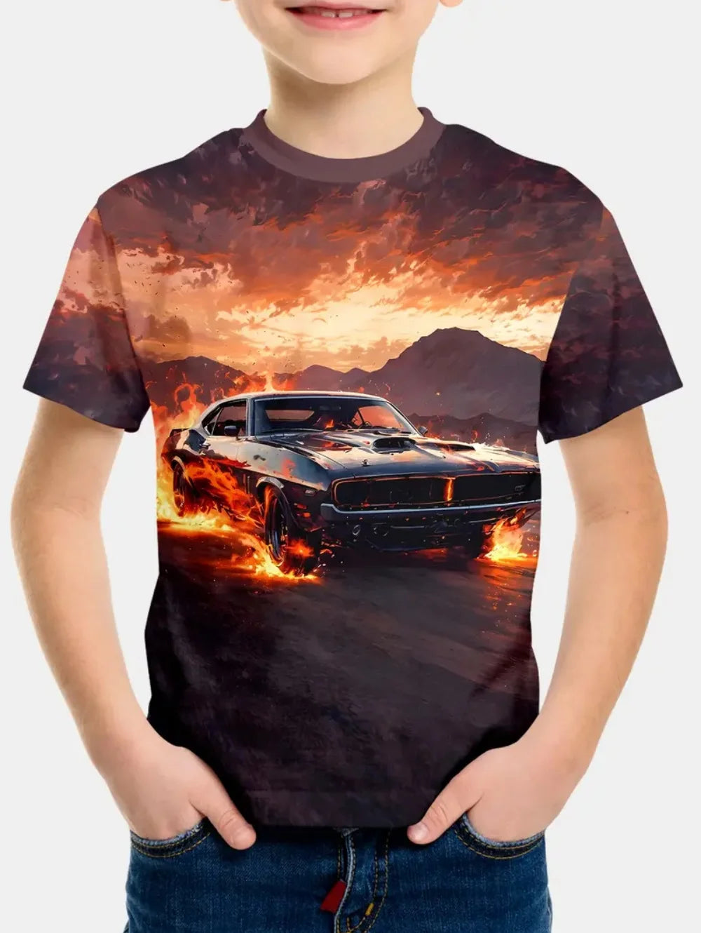Kids Clothes Boys T Shirt Short Sleeve Stylish Car Racing Graphic T Shirts Children Summer Clothes Casual Streetwear Boy Clothes